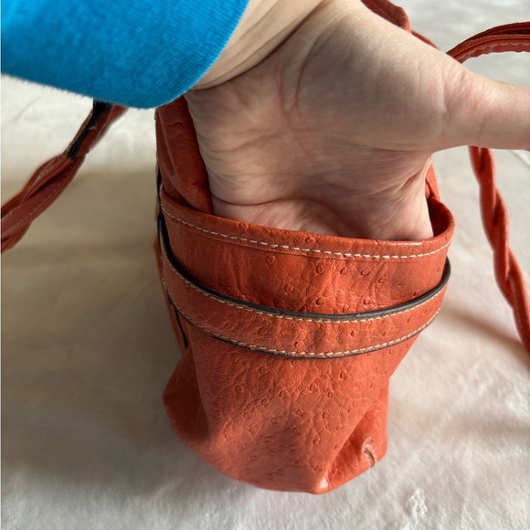 Vintage Tote Handbag Elegant Orange Women's Leather RN#108833 - Picture 8 of 16